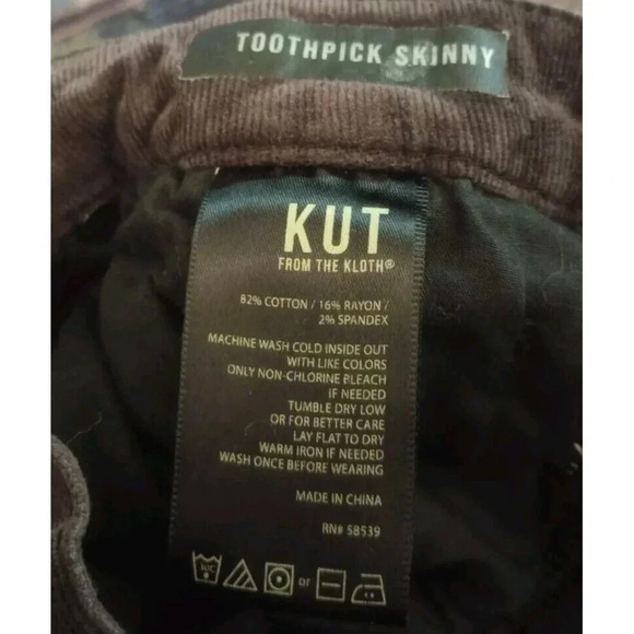 Kut From The Kloth Toothpick Skinny Corduroy Pants Brown Women's Size 12 - Picture 3 of 6